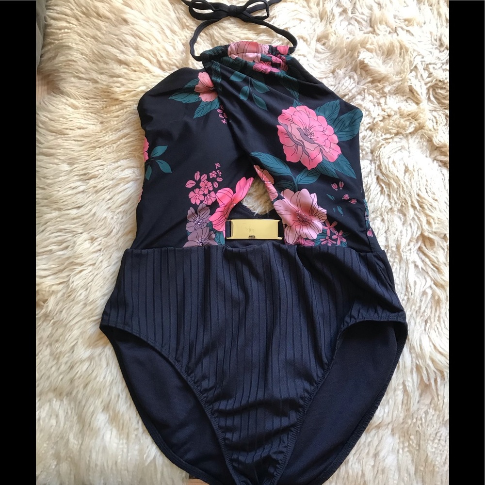 Floral one piece bathing suit